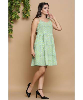 Green Block Print Midi Dress 2