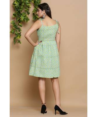 Green Block Print Midi Dress 4