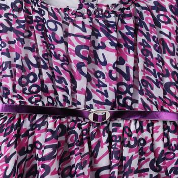 Purple Trendy Printed Georgette Ruffle Sleeve Dress with Belt 2
