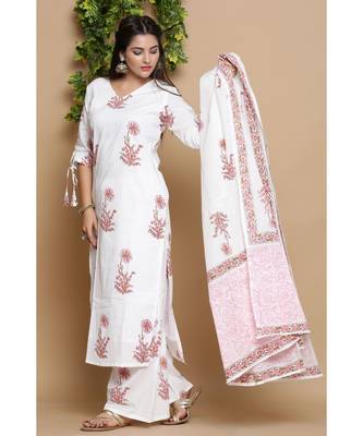 White Block Print Kurta Set 2