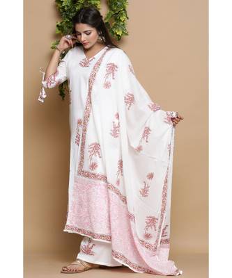 White Block Print Kurta Set 3
