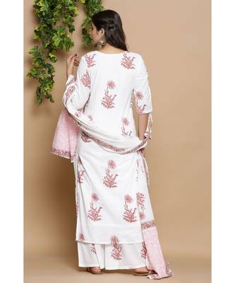 White Block Print Kurta Set 4