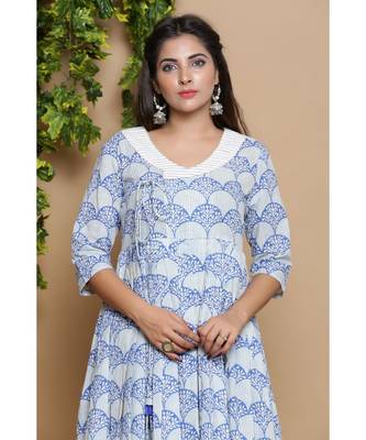 Indigo Block Print Dress 5