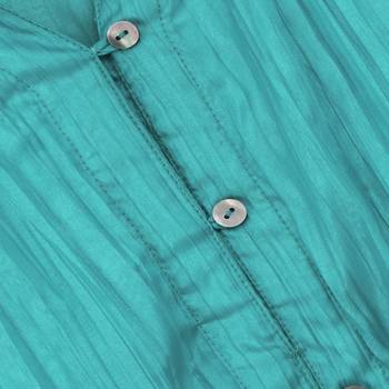 Teal Trendy & stylish  two tone art silk top with ruffle slv and embelllished sleeve hem 3