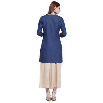 Blue embroidered cotton kurtasandkurtis 2