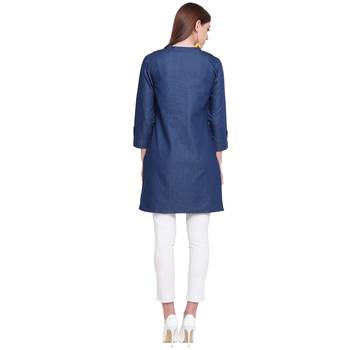 Blue embroidered cotton kurtasandkurtis 2