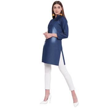 Blue embroidered cotton kurtasandkurtis 4