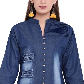 Blue embroidered cotton kurtasandkurtis 5