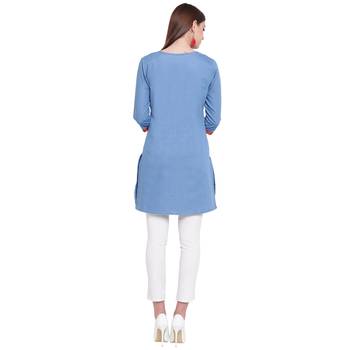 Blue embroidered cotton kurtas-and-kurtis 2