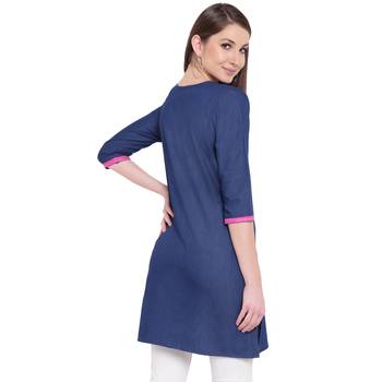 Blue embroidered cotton kurtasandkurtis 2