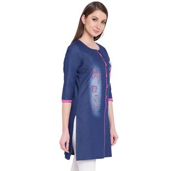 Blue embroidered cotton kurtasandkurtis 4