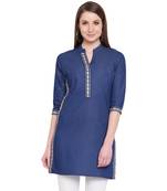 Blue embroidered cotton kurtasandkurtis