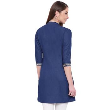 Blue embroidered cotton kurtasandkurtis 2