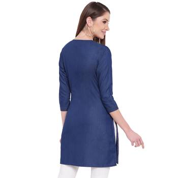 Blue embroidered cotton kurtasandkurtis 2