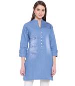 Blue embroidered cotton kurtasandkurtis