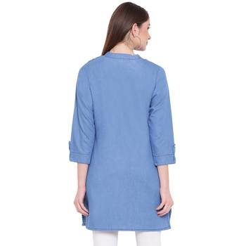 Blue embroidered cotton kurtasandkurtis 2