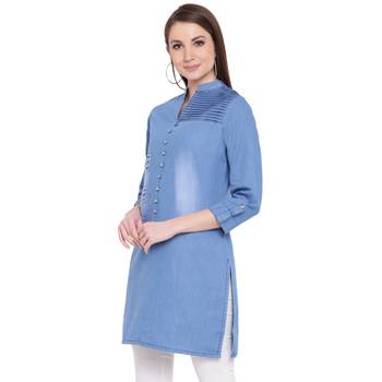 Blue embroidered cotton kurtasandkurtis 3