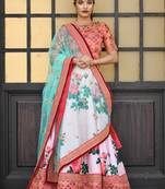 Pink embroidered silk semi stitched lehenga