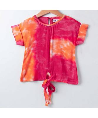 Orange Trendy Tie N Dye Tie Top with Bead Work 1