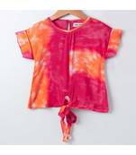 Orange Trendy Tie N Dye Tie Top with Bead Work