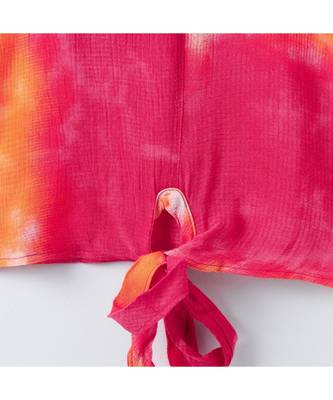 Orange Trendy Tie N Dye Tie Top with Bead Work 3