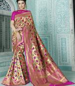 Gold woven banarasi saree with blouse