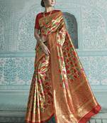 Gold woven banarasi saree with blouse