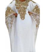 white georgette embroidered zari work islamic kaftans