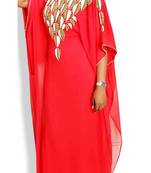 red georgette embroidered zari work islamic kaftans