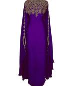 Purple Georgette Embroidered Zari Work Kaftan