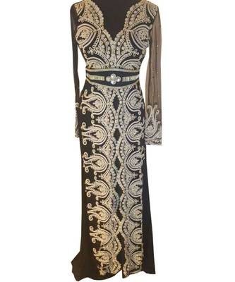 black georgette embroidered zari work islamic kaftans 1