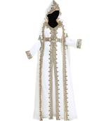 white georgette embroidered zari work islamic kaftans