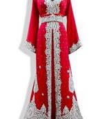 red georgette embroidered zari work islamic kaftans