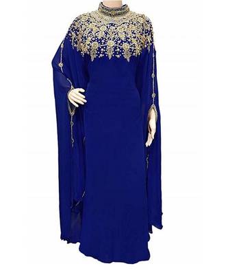 navy blue georgette embroidered zari work islamic kaftans 1