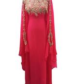 pink georgette embroidered zari work islamic kaftans