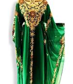 green georgette embroidered zari work islamic kaftans