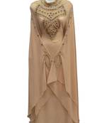 beige georgette embroidered zari work islamic kaftans