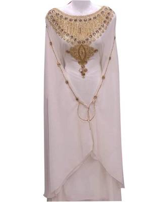 white georgette embroidered zari work islamic kaftans 1