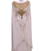 white georgette embroidered zari work islamic kaftans