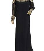 black georgette embroidered zari work islamic kaftans