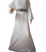 white georgette embroidered zari work islamic kaftans
