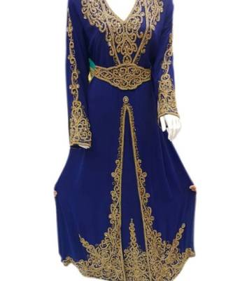navy blue georgette embroidered zari work islamic kaftans 1