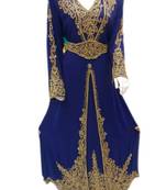 navy blue georgette embroidered zari work islamic kaftans