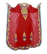 red georgette embroidered zari work islamic kaftans