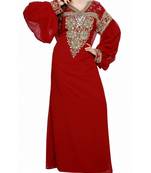 maroon georgette embroidered zari work islamic kaftans