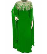 green georgette embroidered zari work islamic kaftans