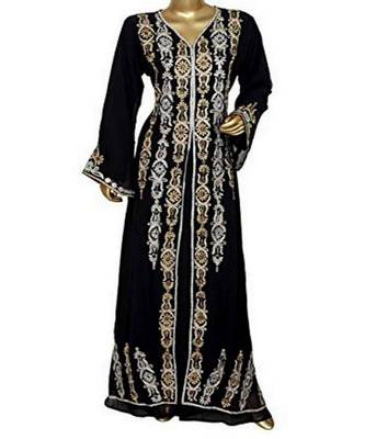 black georgette embroidered zari work islamic kaftans 1