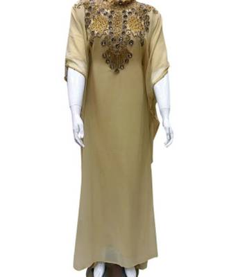white georgette embroidered zari work islamic kaftans 1