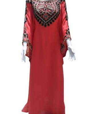 pink georgette embroidered zari work islamic kaftans 1