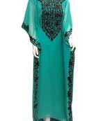 turquoise georgette embroidered zari work islamic kaftans